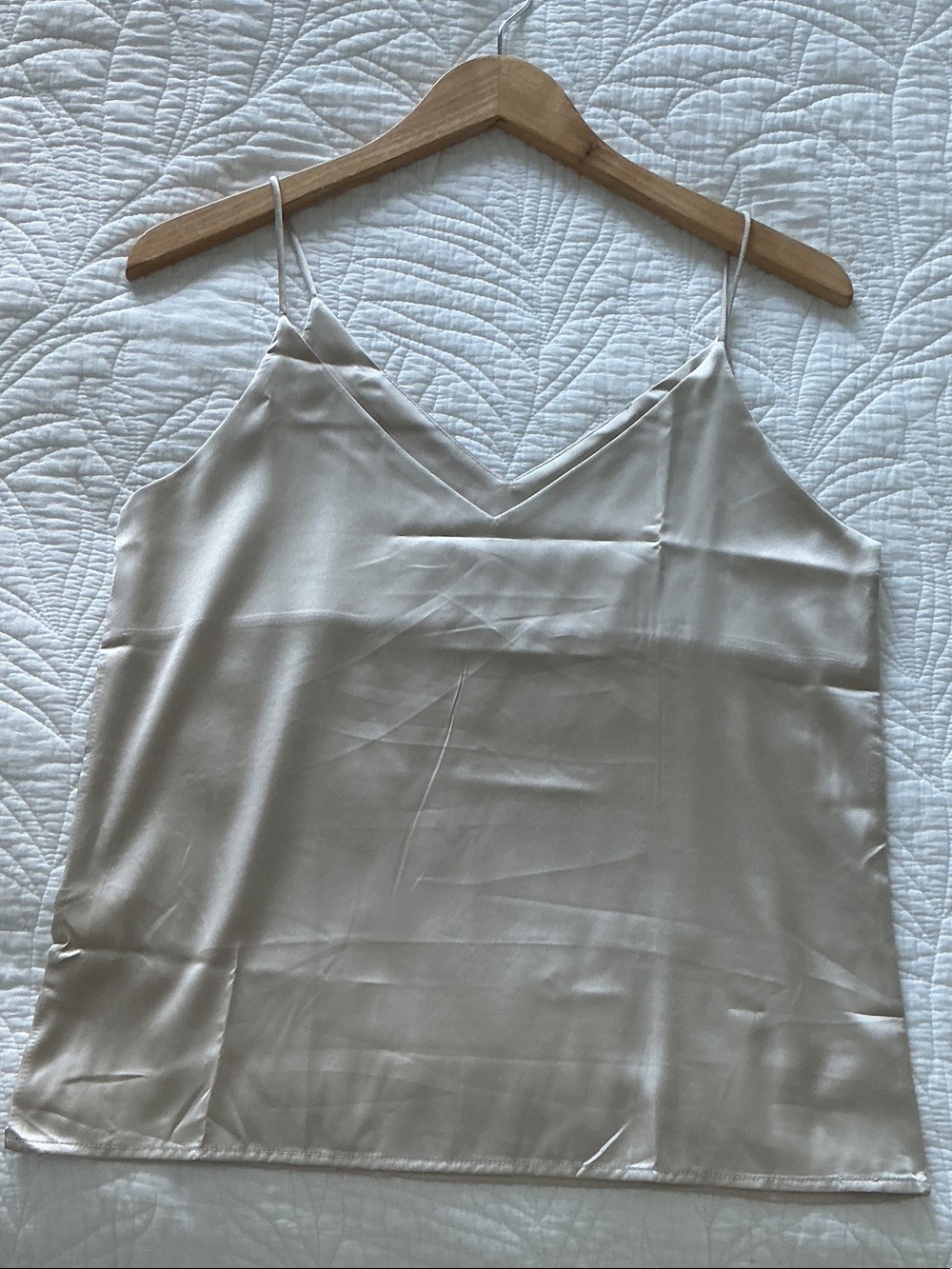 Classic V-Neck Satin Cami in Champagne